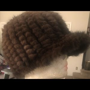 Knitted Brown Mink Cap